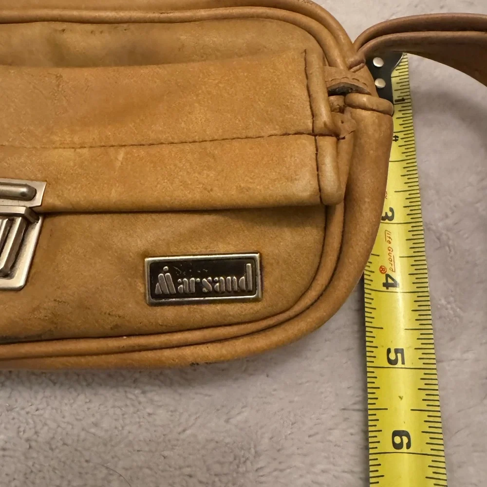 Marsand Vintage‎ Small Leather Camera Bag Tan Crossbody Wristlet USA